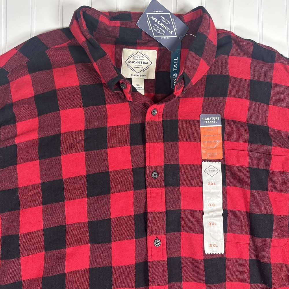 St. John's Bay Shirt Mens 3XL Multi Flannel Checkered Lumberjack‎ Button Down
